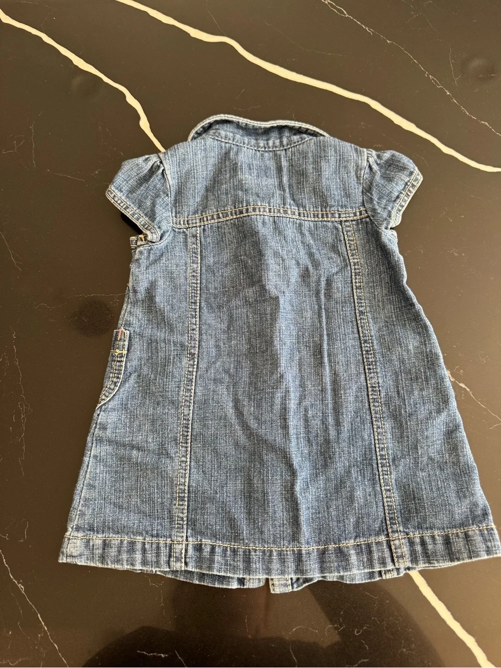 Y2K Baby Girl Denim Button-Front Dress‎ with Floral Embroidery